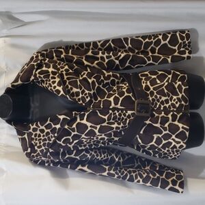 Faux Fur Giraffe Print Blazer